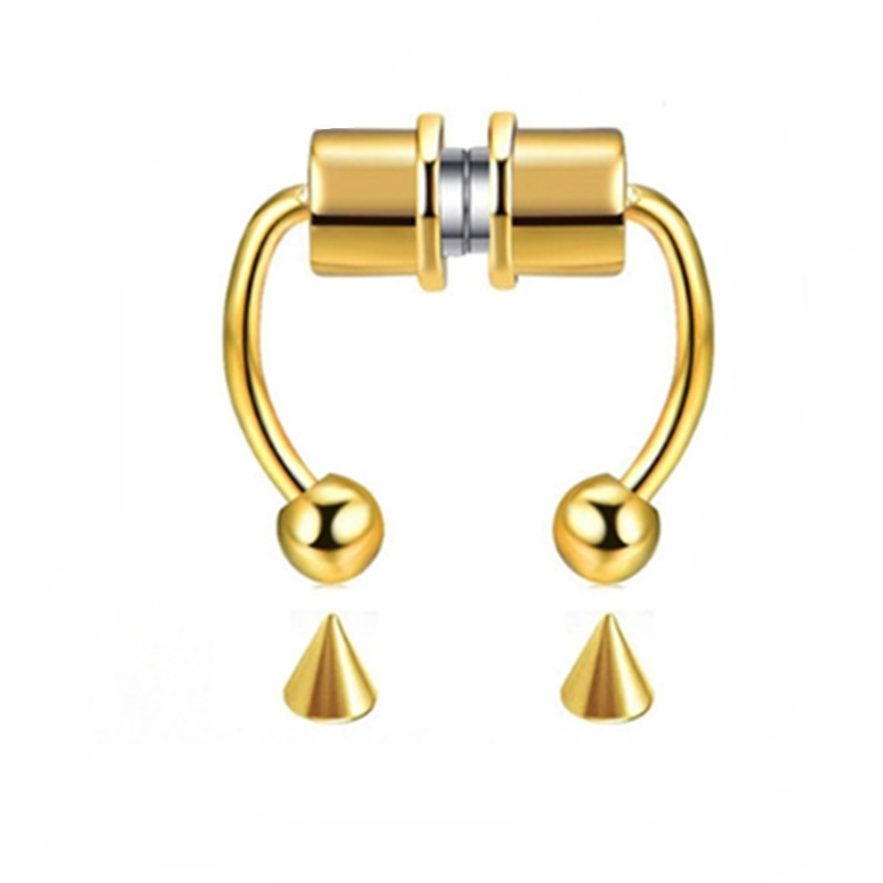 Punk-roostevabast terasest võltsitud ninakinnitusega sõrmus naiste meeste magnetiline vaheseina ilma auguta ninakruvi kunstvahesein Falso, mitte augustamine