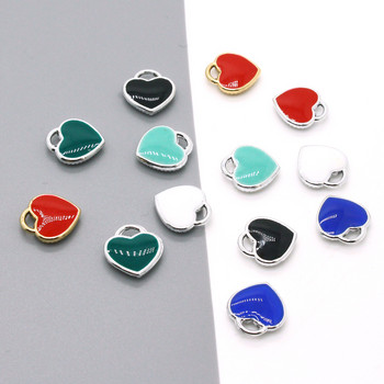 10 τμχ Mix Colors Enamel Love Heart βραχιόλι Σκουλαρίκια Charms Diy Small Hearts μενταγιόν για μπρελόκ μπρελόκ Αξεσουάρ κοσμήματος