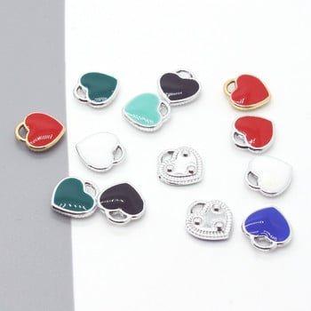 10 τμχ Mix Colors Enamel Love Heart βραχιόλι Σκουλαρίκια Charms Diy Small Hearts μενταγιόν για μπρελόκ μπρελόκ Αξεσουάρ κοσμήματος