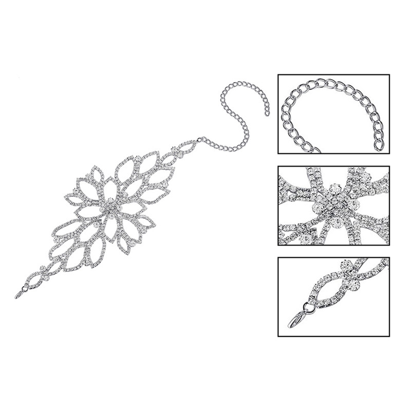 Cristal cu strass, floare goală, strălucitoare, bijuterii pentru braț pentru femeie, brățară de nuntă, brățară și gleznă brodate