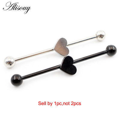 Alisouy 1db 14G Heart Star Steel Barbells fülporc piercing súlyzó fülbevaló testékszer Tragus Caritlage 38mm hosszú fülrúd