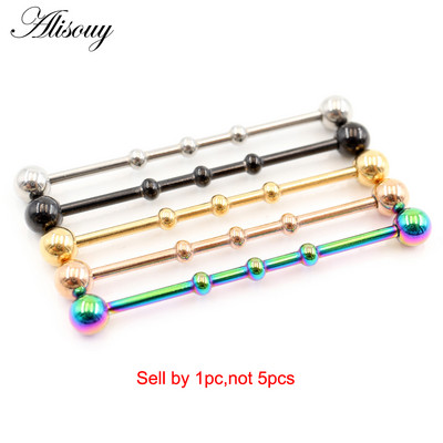 Alisouy 1db 14G Heart Star Steel Barbells fülporc piercing súlyzó fülbevaló testékszer Tragus Caritlage 38mm hosszú fülrúd
