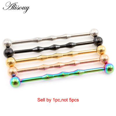 Alisouy 1db 14G Heart Star Steel Barbells fülporc piercing súlyzó fülbevaló testékszer Tragus Caritlage 38mm hosszú fülrúd