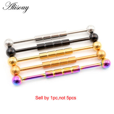 Alisouy 1db 14G Heart Star Steel Barbells fülporc piercing súlyzó fülbevaló testékszer Tragus Caritlage 38mm hosszú fülrúd