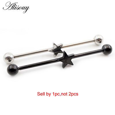 Alisouy 1db 14G Heart Star Steel Barbells fülporc piercing súlyzó fülbevaló testékszer Tragus Caritlage 38mm hosszú fülrúd
