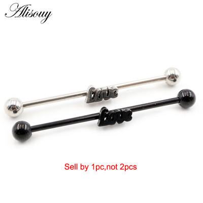 Alisouy 1db 14G Heart Star Steel Barbells fülporc piercing súlyzó fülbevaló testékszer Tragus Caritlage 38mm hosszú fülrúd