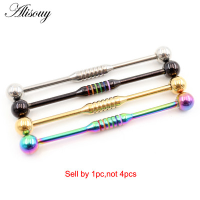 Alisouy 1db 14G Heart Star Steel Barbells fülporc piercing súlyzó fülbevaló testékszer Tragus Caritlage 38mm hosszú fülrúd