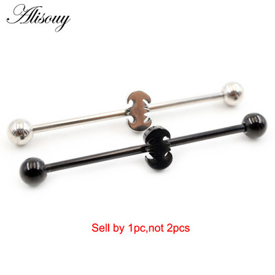 Alisouy 1db 14G Heart Star Steel Barbells fülporc piercing súlyzó fülbevaló testékszer Tragus Caritlage 38mm hosszú fülrúd