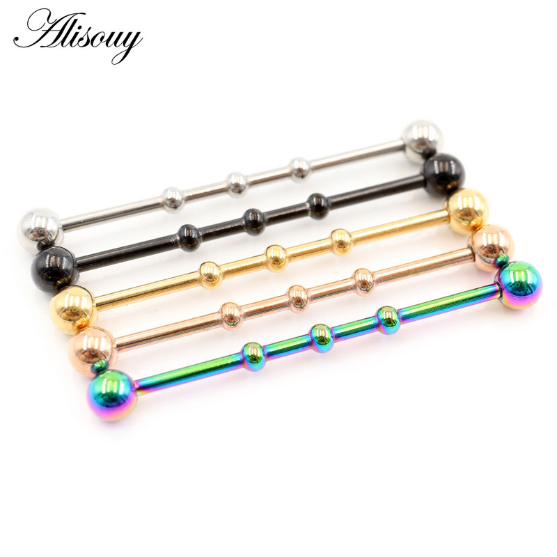 Alisouy 1db 14G Heart Star Steel Barbells fülporc piercing súlyzó fülbevaló testékszer Tragus Caritlage 38mm hosszú fülrúd