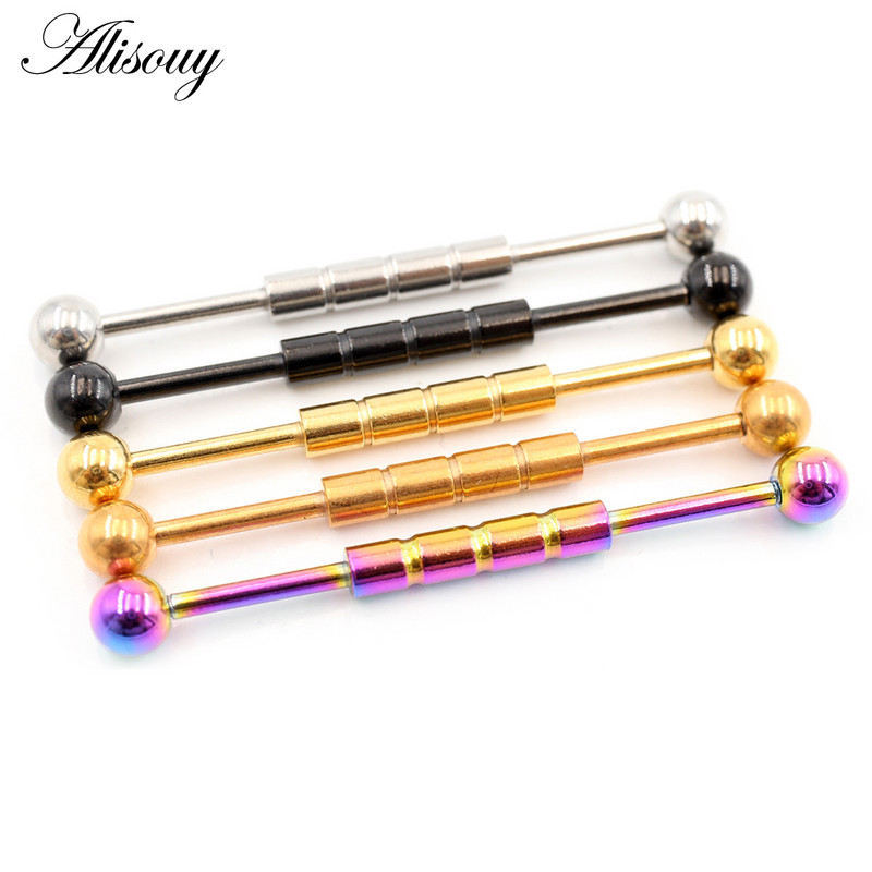 Alisouy 1db 14G Heart Star Steel Barbells fülporc piercing súlyzó fülbevaló testékszer Tragus Caritlage 38mm hosszú fülrúd