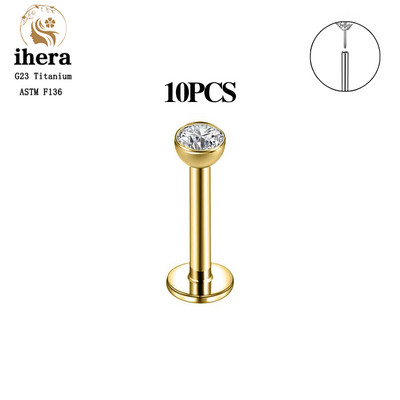 10 buc. 20/18/16G G23 titan auriu culoare labret buze stud inel nas ureche tragus helix cartilaj piercing cercei bijuterii pentru corp
