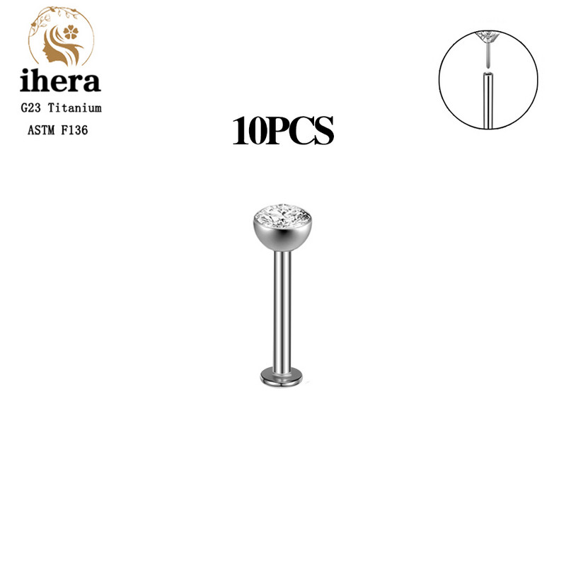 10 buc. 20/18/16G G23 titan auriu culoare labret buze stud inel nas ureche tragus helix cartilaj piercing cercei bijuterii pentru corp