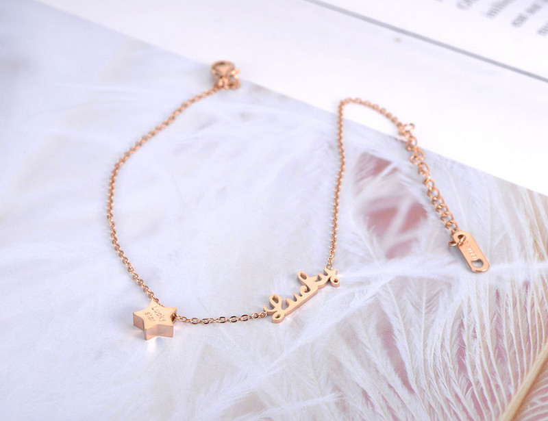 ZooMango Placat cu aur trandafir Plajă Charm gleznă Bijuterii pentru picioare din oțel inoxidabil, la modă, stele norocoase, gleznă cu lanț, pentru femei ZA19014