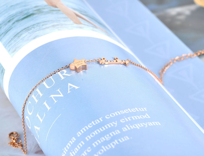 ZooMango Placat cu aur trandafir Plajă Charm gleznă Bijuterii pentru picioare din oțel inoxidabil, la modă, stele norocoase, gleznă cu lanț, pentru femei ZA19014