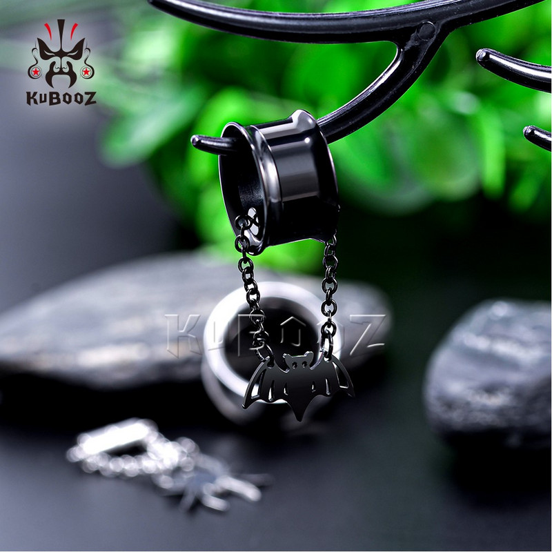 KUBOOZ Elegant din oțel inoxidabil Liliac Magnet Lanț Tuneluri pentru urechi Calibre Piercing pentru corp Bijuterii dopuri pentru cercei Expansoare Stretchers 2 buc.