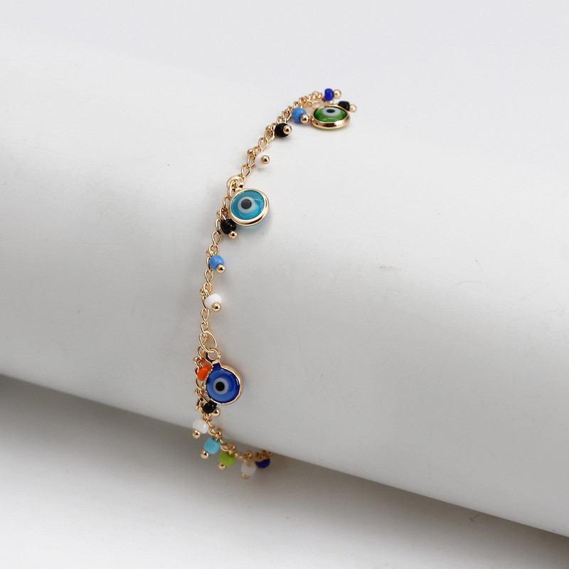Lucky Eye állítható színes gyöngy bokalánc láblánc török Evil Eye Charm boka karkötő női lányoknak strand ékszer BE392