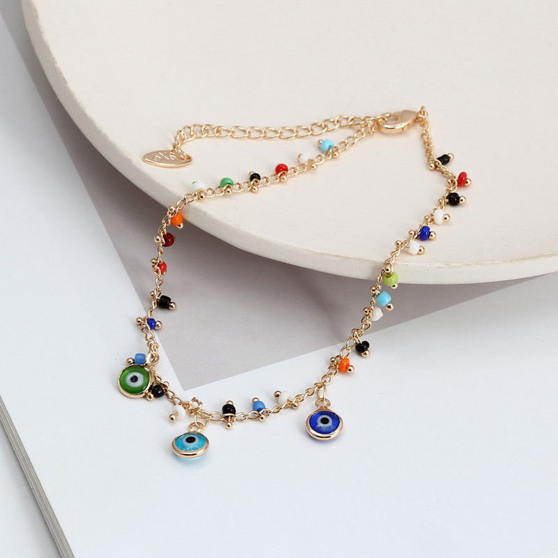 Lucky Eye állítható színes gyöngy bokalánc láblánc török Evil Eye Charm boka karkötő női lányoknak strand ékszer BE392