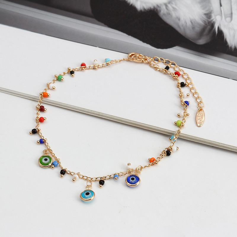 Lucky Eye állítható színes gyöngy bokalánc láblánc török Evil Eye Charm boka karkötő női lányoknak strand ékszer BE392