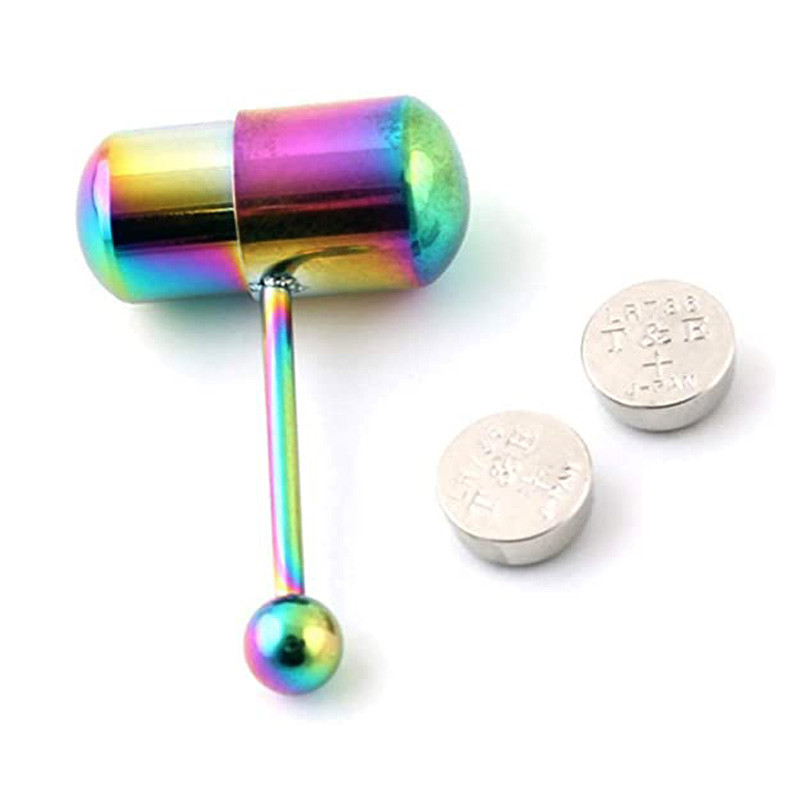 Inel vibrator pentru limbă Culori mixte Barbele drepte Piercing pentru corp Bijuterii Stud bară pentru limbă anodizat