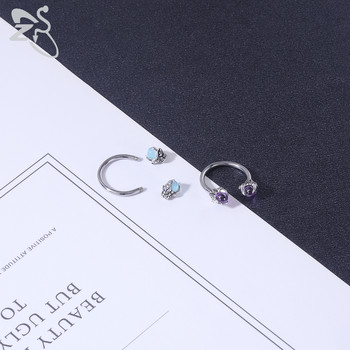 ZS 1 τεμάχιο 16G ανοξείδωτο ατσάλι Opalite Dragon Nose Ring Πέταλο Nariz Piercing Σχήμα S Ear Cartilage Helix Piercings Jewelry