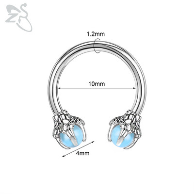 ZS 1 bucată 16G oțel inoxidabil opalit dragon nas inel potcoave Nariz Piercing în formă de S ureche cartilaj Helix piercing bijuterii