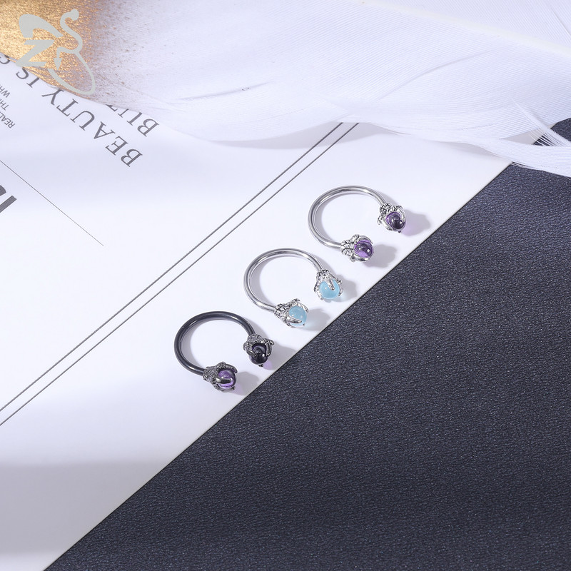 ZS 1 bucată 16G oțel inoxidabil opalit dragon nas inel potcoave Nariz Piercing în formă de S ureche cartilaj Helix piercing bijuterii