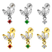 Coroană din oțel chirurgical pandantiv CZ Labret ureche Stud CZ pavat cartilaj Tragus PIERC Cercei Lip Ring Stud Helix Piercing Bijuterii