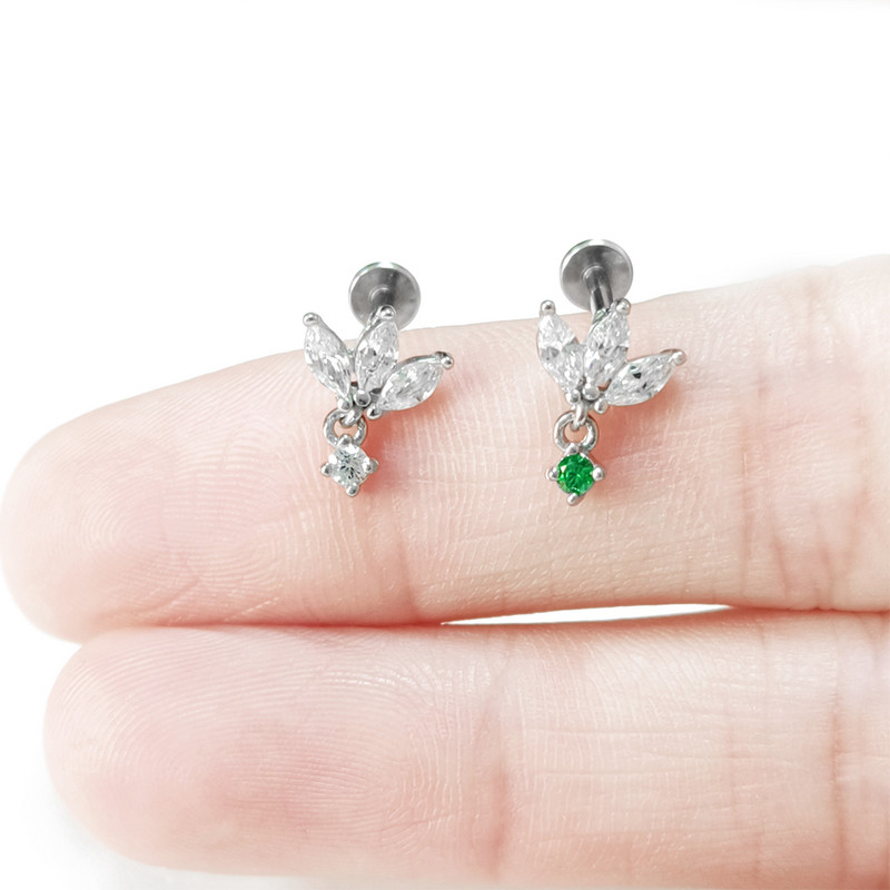 Coroană din oțel chirurgical pandantiv CZ Labret ureche Stud CZ pavat cartilaj Tragus PIERC Cercei Lip Ring Stud Helix Piercing Bijuterii