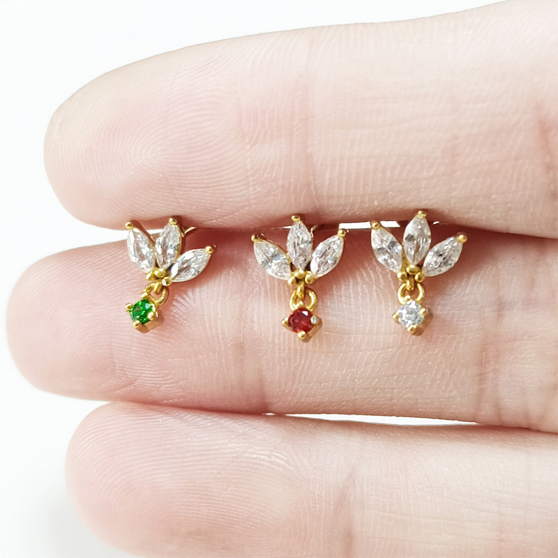 Coroană din oțel chirurgical pandantiv CZ Labret ureche Stud CZ pavat cartilaj Tragus PIERC Cercei Lip Ring Stud Helix Piercing Bijuterii