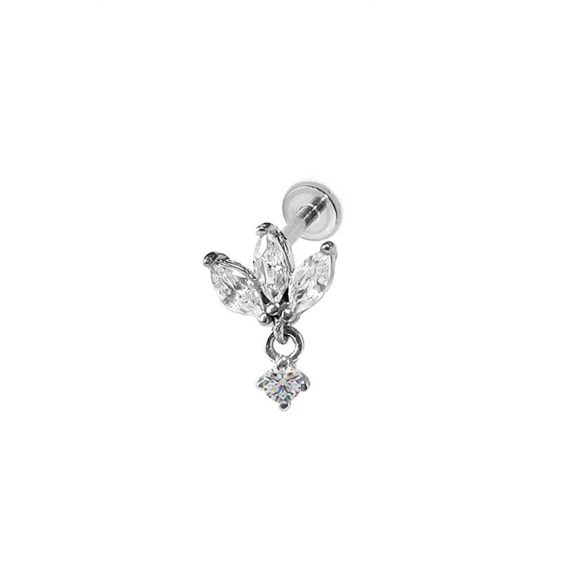 Coroană din oțel chirurgical pandantiv CZ Labret ureche Stud CZ pavat cartilaj Tragus PIERC Cercei Lip Ring Stud Helix Piercing Bijuterii