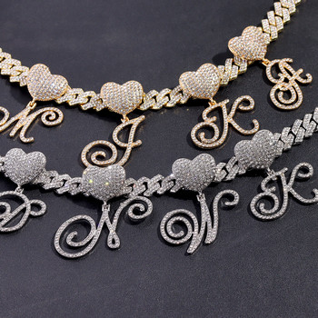 Модерни Iced Out Crystal Cursive Letter Glezen за жени Bling AAA Prong Cuban Link Ankle Chain AZ Alphabet Gleznak Пънк бижута