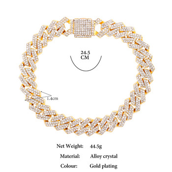 Модерни Iced Out Crystal Cursive Letter Glezen за жени Bling AAA Prong Cuban Link Ankle Chain AZ Alphabet Gleznak Пънк бижута