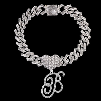 La modă Iced Out Crystal Cursive Letter gleznă pentru femei Bling AAA Prong Cuban Link gleznă Lanț AZ Alfabet gleznă Bijuterii punk