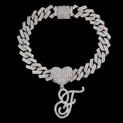 La modă Iced Out Crystal Cursive Letter gleznă pentru femei Bling AAA Prong Cuban Link gleznă Lanț AZ Alfabet gleznă Bijuterii punk