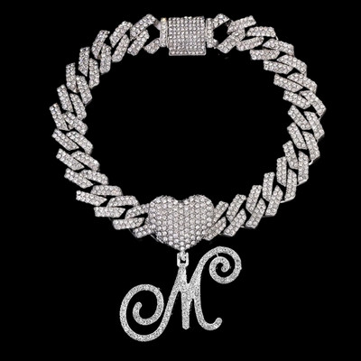 La modă Iced Out Crystal Cursive Letter gleznă pentru femei Bling AAA Prong Cuban Link gleznă Lanț AZ Alfabet gleznă Bijuterii punk