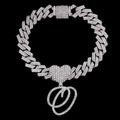 La modă Iced Out Crystal Cursive Letter gleznă pentru femei Bling AAA Prong Cuban Link gleznă Lanț AZ Alfabet gleznă Bijuterii punk
