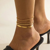 Ingemark 4 buc. Set de glezne cu lanț de șarpe Boho Accesorii pentru picioare pentru femei 2022 Vară, plajă, sandale desculțe, brățară gleznă pe picior