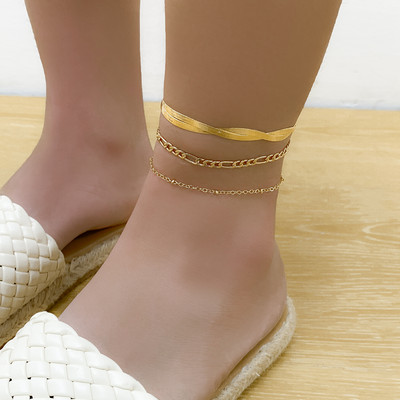 Ingemark 4 buc. Set de glezne cu lanț de șarpe Boho Accesorii pentru picioare pentru femei 2022 Vară, plajă, sandale desculțe, brățară gleznă pe picior