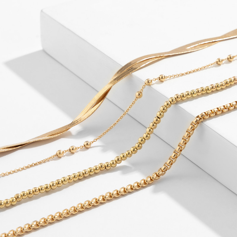 Ingemark 4 buc. Set de glezne cu lanț de șarpe Boho Accesorii pentru picioare pentru femei 2022 Vară, plajă, sandale desculțe, brățară gleznă pe picior