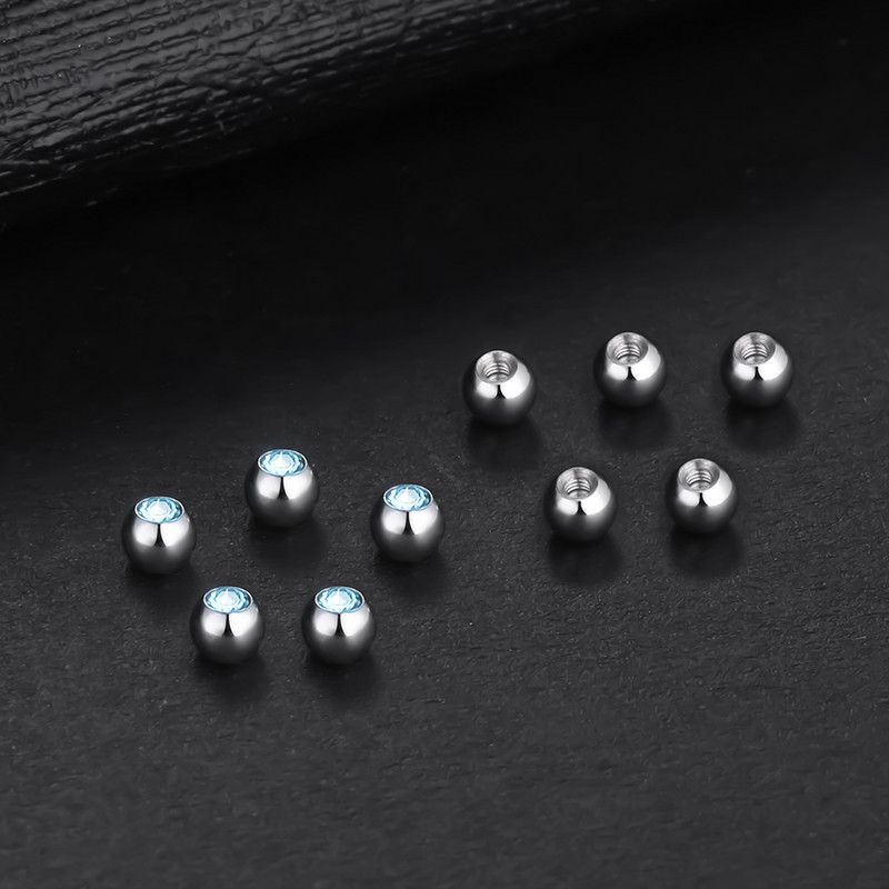 10 buc/lot oțel CZ bijuterie de schimb bile de rezervă Labret limba inel ureche burtă sprâncene piercing atașament 16G 14G DIY bijuterii pentru corp
