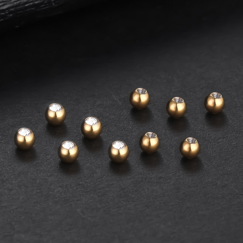 10 buc/lot oțel CZ bijuterie de schimb bile de rezervă Labret limba inel ureche burtă sprâncene piercing atașament 16G 14G DIY bijuterii pentru corp