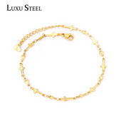 LUXUSTEEL Religie Cruce Accesorii Brațe de gleznă pentru femei Culoare aurie Moda clasice Brațe de gleznă din oțel inoxidabil Brățări Petrecere zilnic