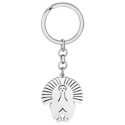 NEWEI Ziua Recunoștinței Brelocuri cu pui de curcan din oțel inoxidabil placat cu argint Chei de mașină Brelocuri pentru genți de mână Bijuterii pentru femei Cadou