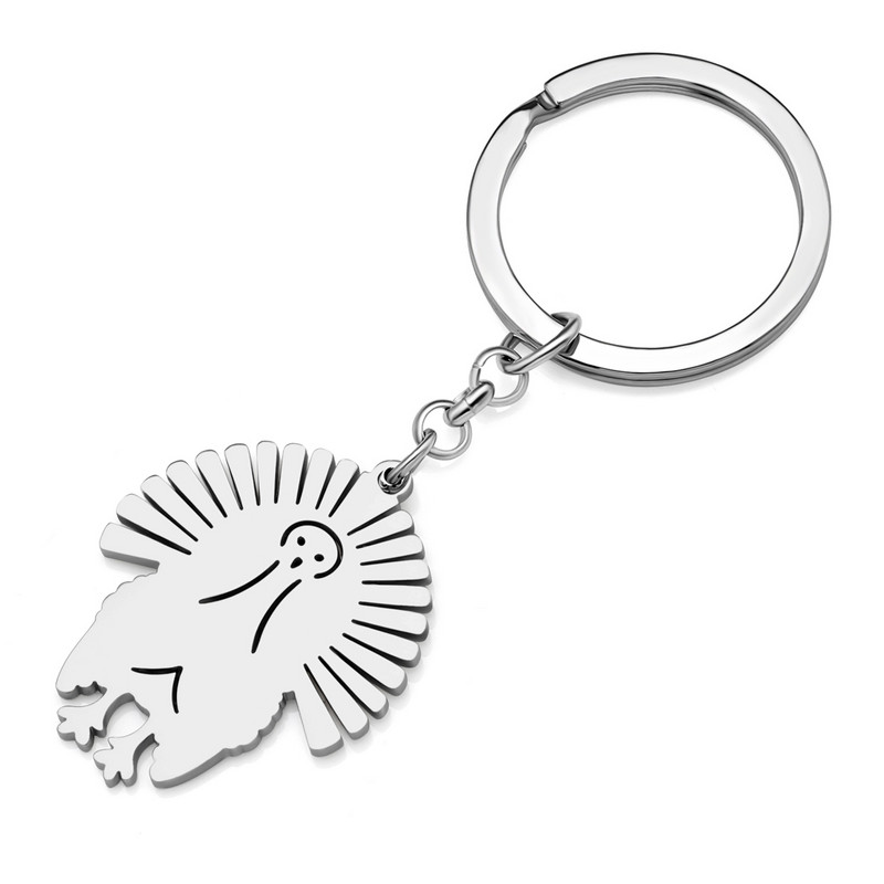 NEWEI Ziua Recunoștinței Brelocuri cu pui de curcan din oțel inoxidabil placat cu argint Chei de mașină Brelocuri pentru genți de mână Bijuterii pentru femei Cadou