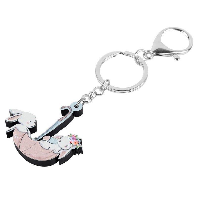 Newei Acrilic Umbrelă de Paște Iepure Iepure Iepuraș Breloc Breloc Animal Animal de companie Bijuterii pentru Femei Adolescenti Fete Cadou Festival de Moda