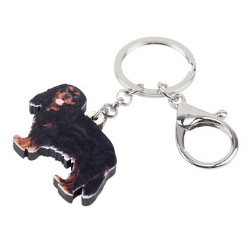 Bonsny Acrylic Black&Tan Cavalier King Charles Spaniel Μπρελόκ για σκύλους Μπρελόκ Κόσμημα Ζώων για Γυναικείες τσάντες Κρεμαστό Δώρα για κορίτσια