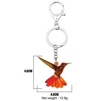 Newei Acrylic Orange Hummingbird Bird Keychains Μπρελόκ Χαριτωμένα ζωικά κοσμήματα με μπρελόκ για γυναίκες Παιδιά Teensl Fashion Charms
