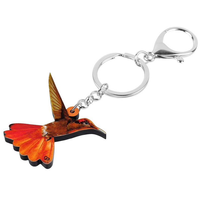 Breloc cu pasăre colibri portocaliu acrilic Newei Breloc breloc cu animale drăguț breloc bijuterii pentru femei, copii, adolescenți, cadouri de modă