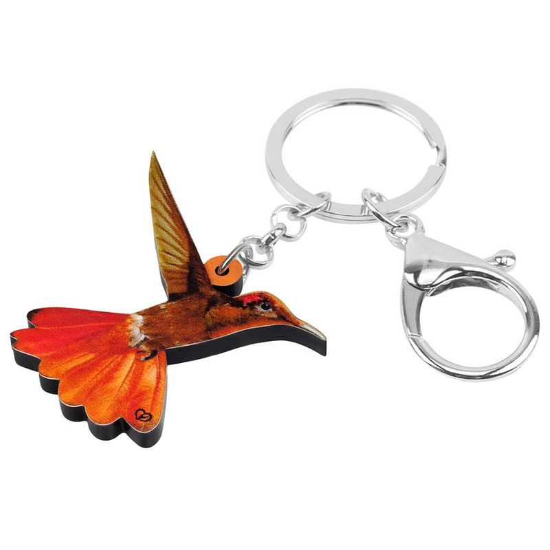 Breloc cu pasăre colibri portocaliu acrilic Newei Breloc breloc cu animale drăguț breloc bijuterii pentru femei, copii, adolescenți, cadouri de modă