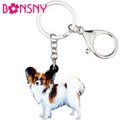 Bonsny Acrilic Papillon Câine Breloc Breloc Inele Bijuterii Pentru Femei Fete Poșetă Poșetă Mașină Brelocuri Pandantiv Accesorii pentru animale de companie